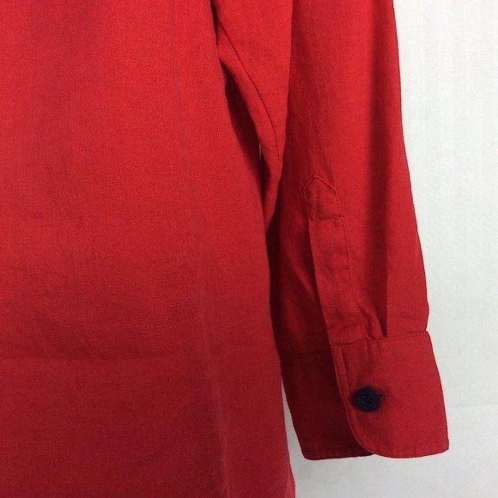 4/$25 RALPH LAUREN Nautical Red Button Down Linen Roll Tab Sleeve Shirt Women M - Picture 11 of 13